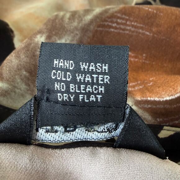 Citron Santa Monica Brown Floral 3/4 Flare Sleeve Silk Top Fairy Grunge Forest M - Picture 9 of 11